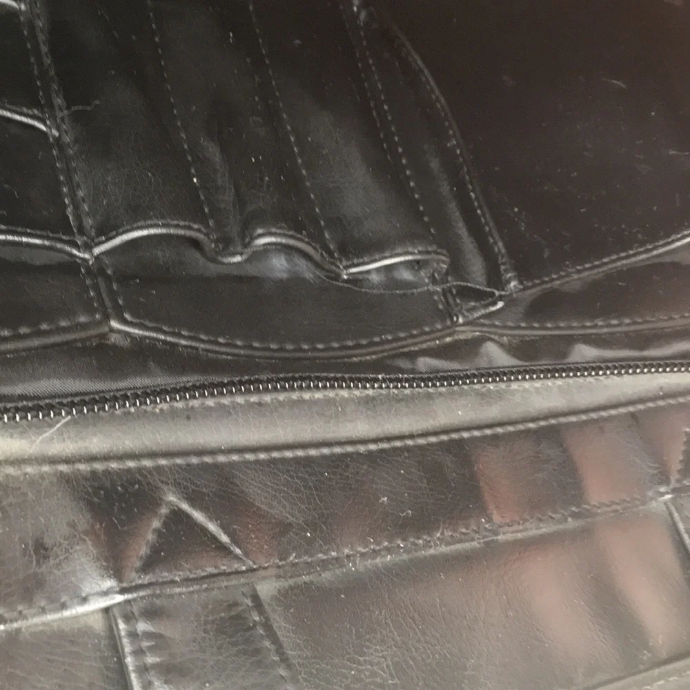 Vintage Black Faux Leather Laptop Bag